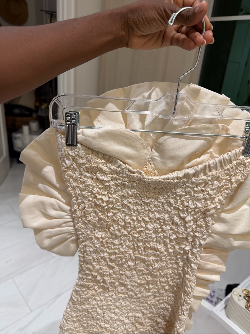 Mara Hoffman Strapless Ruched Cream Dress